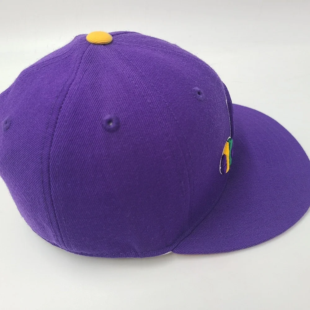 New Orleans Jazz Hat Fitted 7 Mitchell &‎ Ness Purple Yellow NBA Logo Wool Men